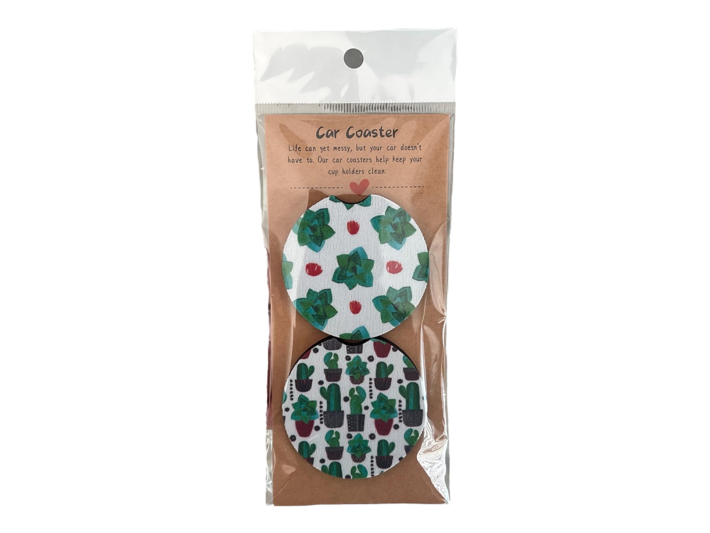 Cute Cactus Car Coaster Pair