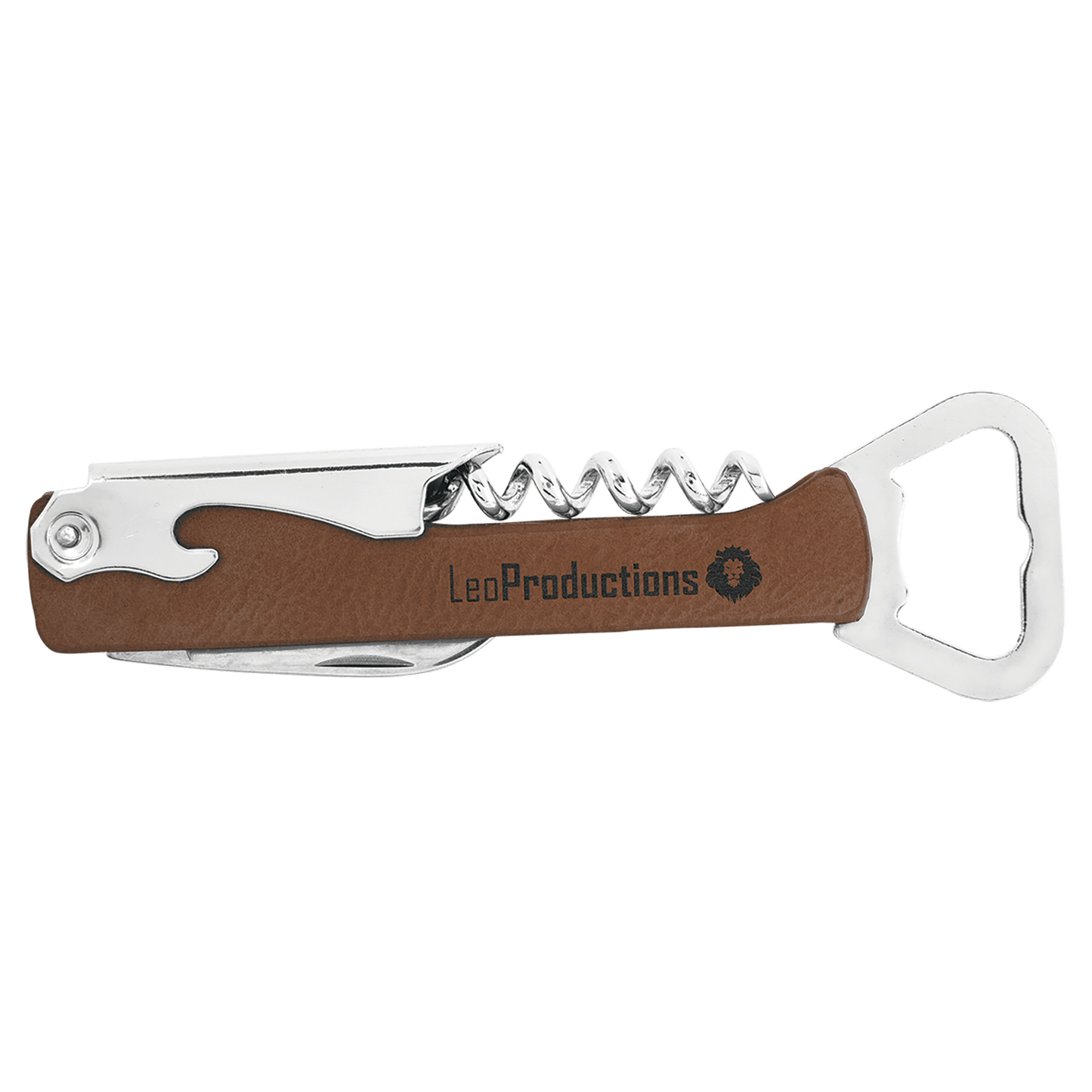 Premier Leatherette laserable leatherette wine bottle opener with a sleek, ergonomic design for easy uncorking.