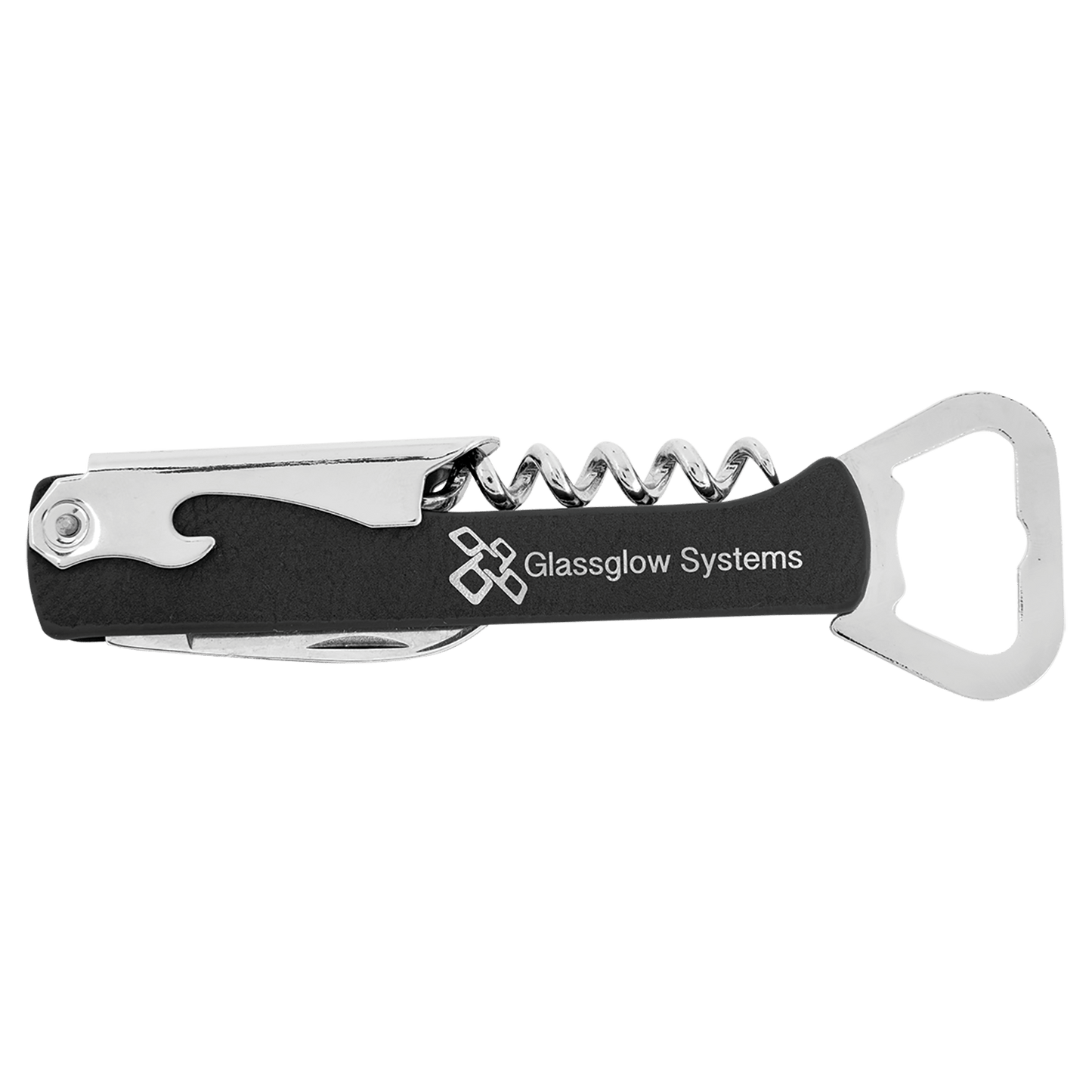 Premier Leatherette laserable wine bottle opener, sleek and durable metal tool for easy cork removal.