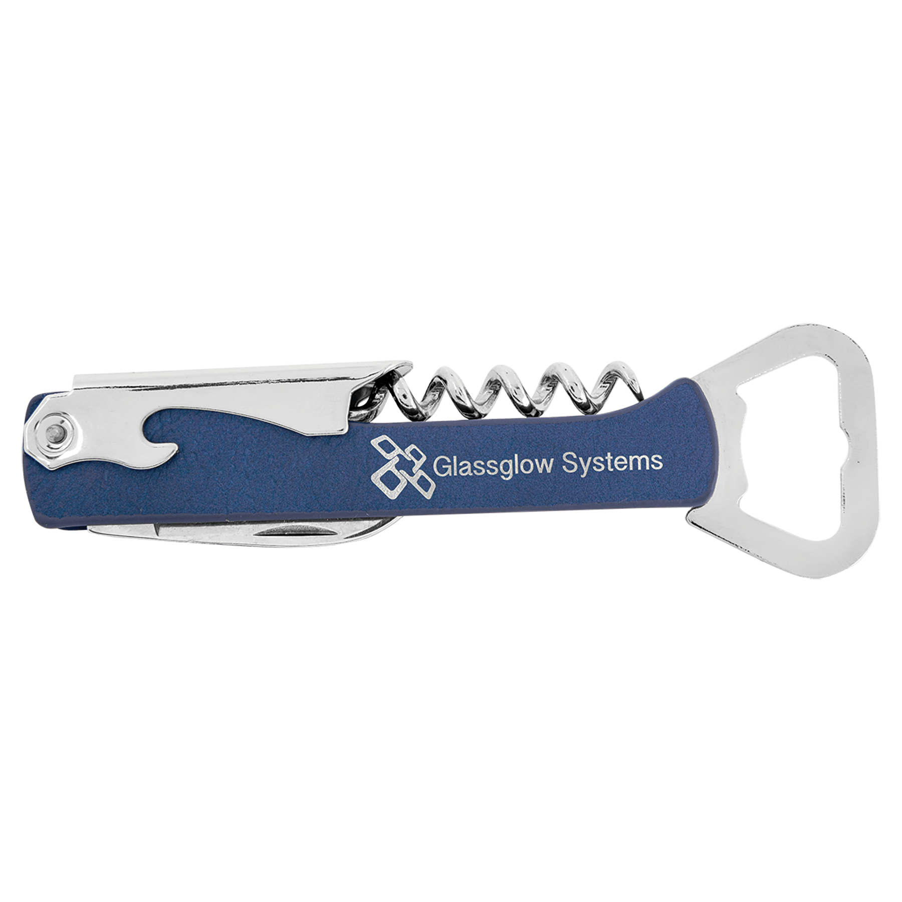 Premier Leatherette laserable leatherette wine bottle opener with a sleek design and metal handle, ideal for opening wine bottles.