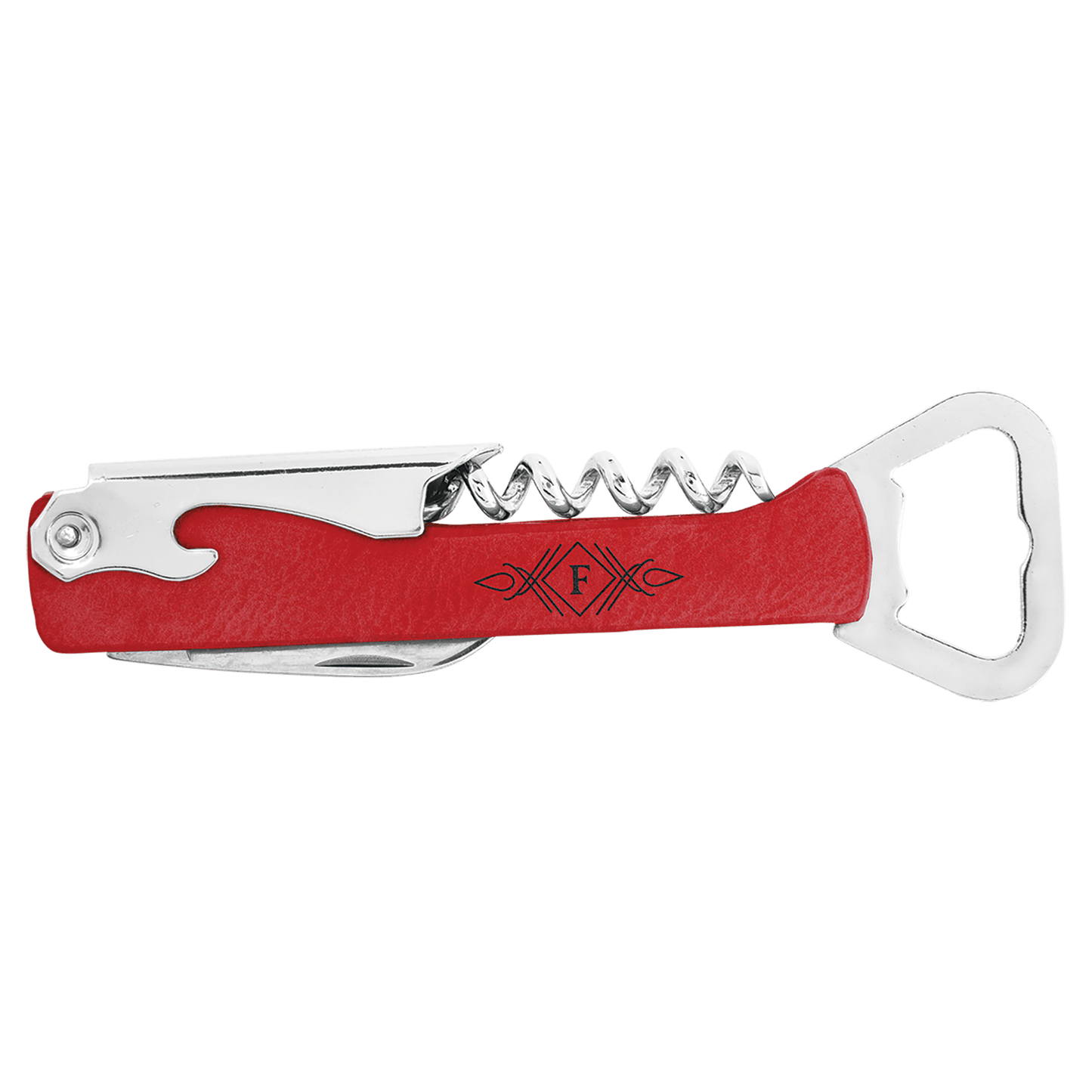 Premier Leatherette laserable leatherette wine bottle opener with a sleek design, perfect for opening wine bottles effortlessly.