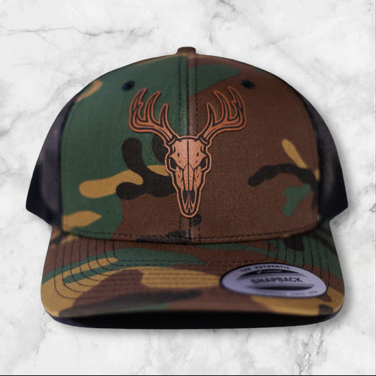 Deer Skull Leather Patch Hat