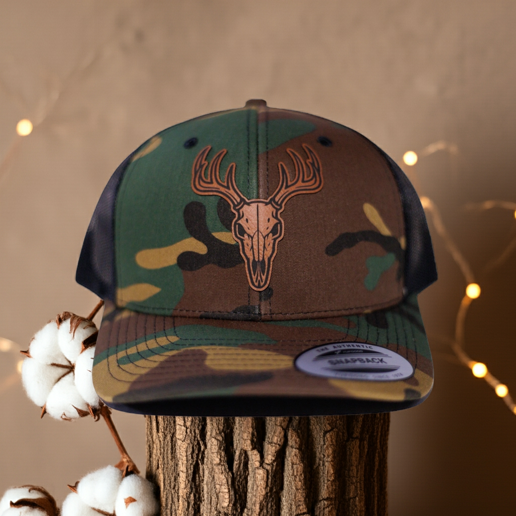 Deer Skull Leather Patch Hat