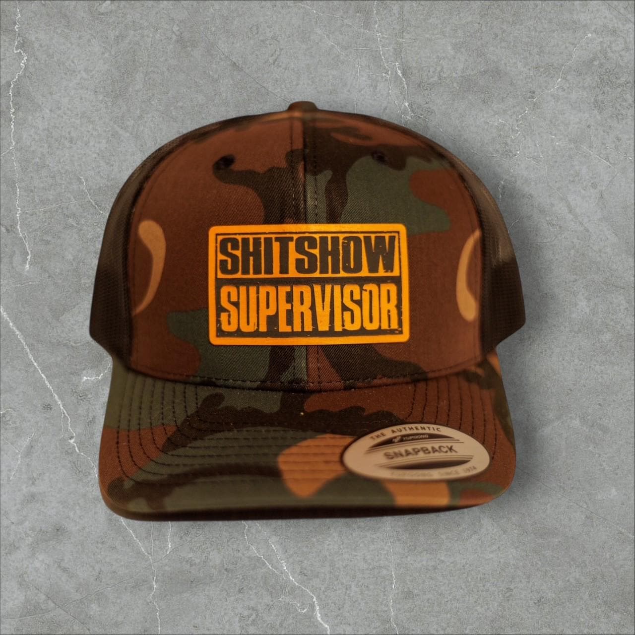 Shitshow Supervisor Patch Hat | Funny Work Hat | Gag Gift for Boss, Coworker, or Foreman | Custom Leather Patch Cap