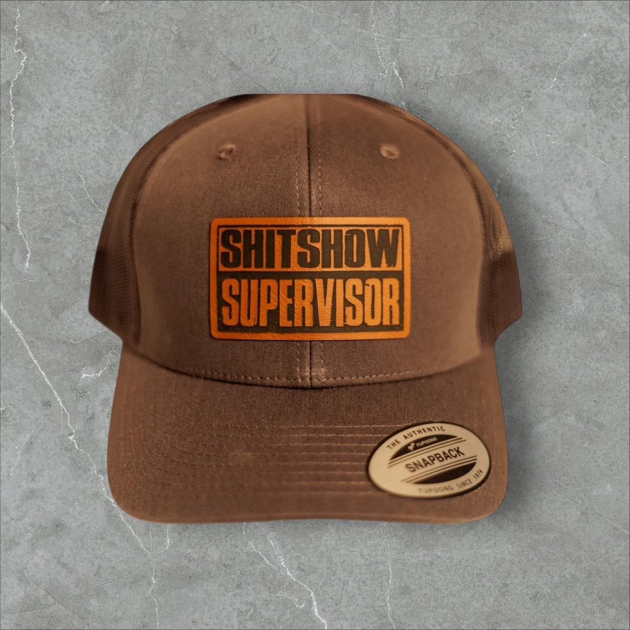 Shitshow Supervisor Patch Hat | Funny Work Hat | Gag Gift for Boss, Coworker, or Foreman | Custom Leather Patch Cap