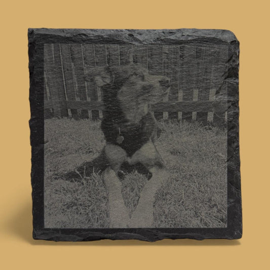 Photo Engraved Customized Slate Coaster